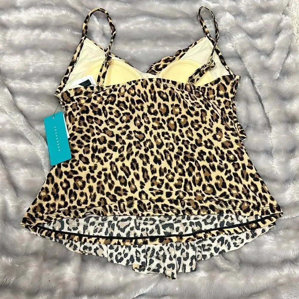 Women'‎ Tiered Tankini Top - Aqua Green Size Small - Picture 3 of 3